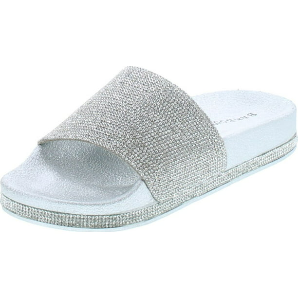 Forever Link Viste-07 Rhinestone Glitter Slide Slip On Flatform Footbed Sandal Slippers